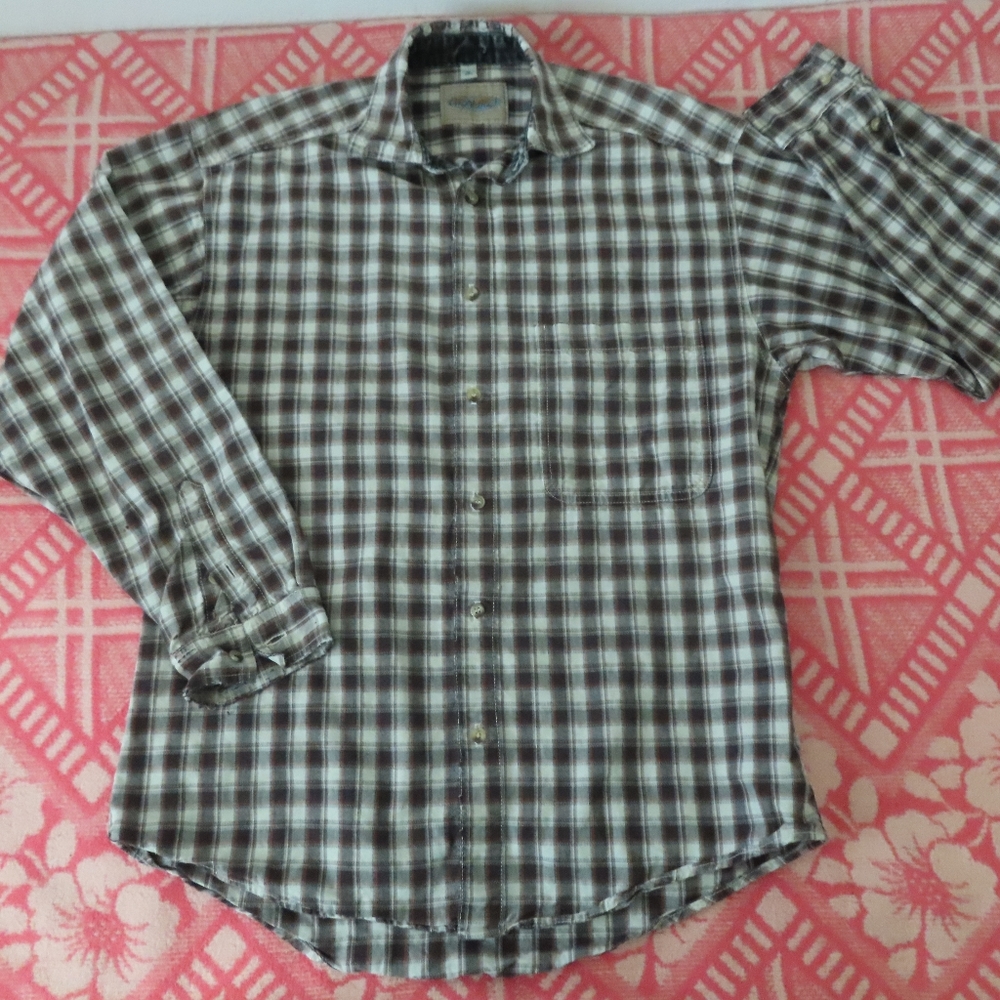 vintage gramicci prepare yourself plaid button up shirt M made in usa